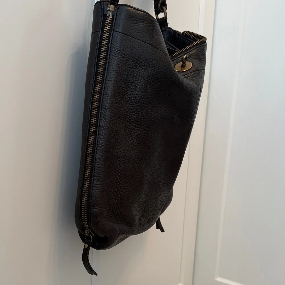 J. Crew Black 100% Leather Shoulder Hobo Bag - Classic Women's Handbag